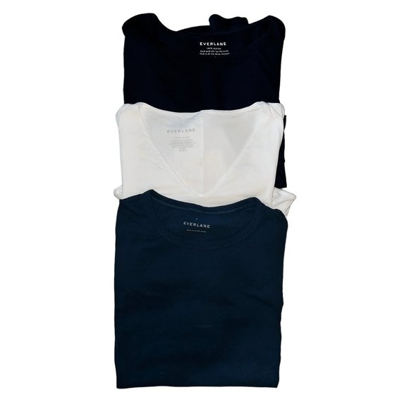 Everlane Basics T-Shirt Set (3) in White, Navy Blue, & Teal Size Medium - Picture 1 of 11